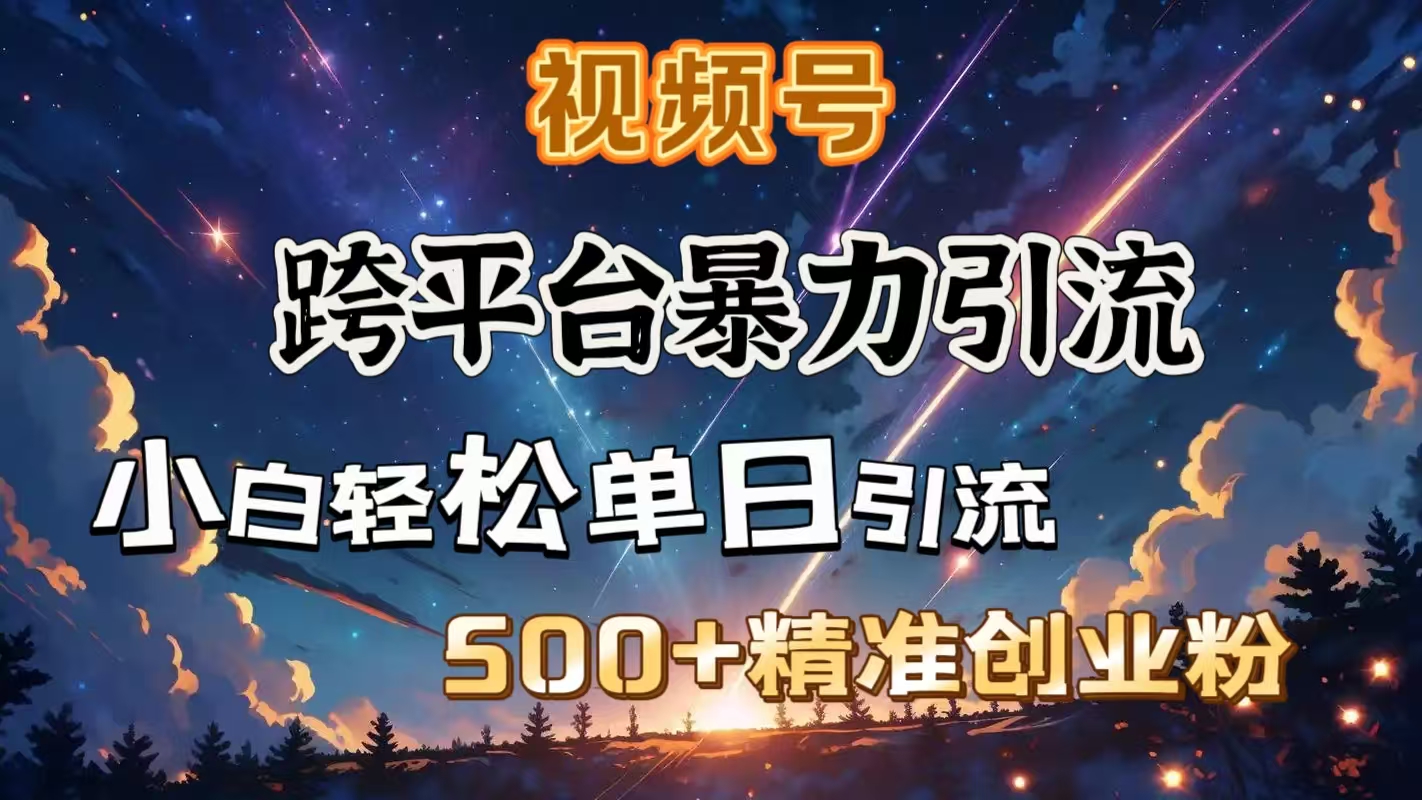 视频号跨平台暴力引流，小白轻松单日引流500＋精准创业粉