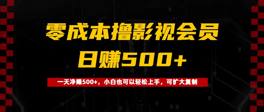 0成本撸影视会员，一天净赚500+，小白也可以轻松上手，可扩大复制